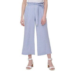 CALVIN KLEIN Ruffle Blue White Stripe Wide Leg Culottes Pants Size Small